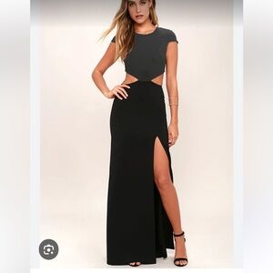 Lulus Conversation Piece Black Backless Maxi Dress Small Rare